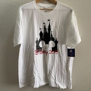 Disney 2019 Mickey Mouse White Champion Short Sleeve T-Shirt Men's Large NWT